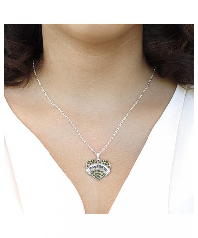 Silver Pave Heart Charm 18 Inch Necklace with Cubic Zirconia Jewelry Merry Christmas Green $11.99 Necklaces