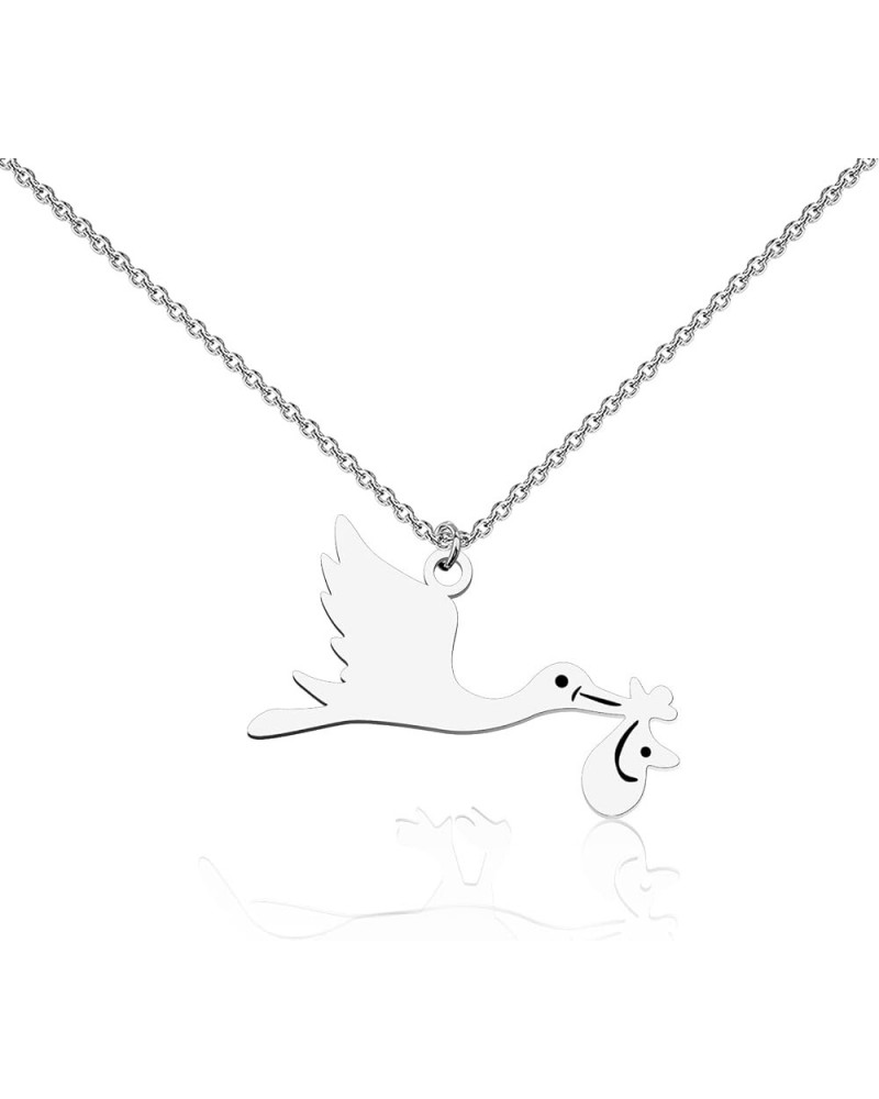 Cute Stork Bird Pendant Necklace Stork Bird Flying Necklace Bird Jewelry Stork Lover Gift Stork Bird Necklace $10.15 Necklaces