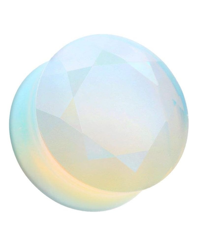 Faceted Opalite Stone Double Flared Ear Gauge WildKlass Plug $10.79 Body Jewelry