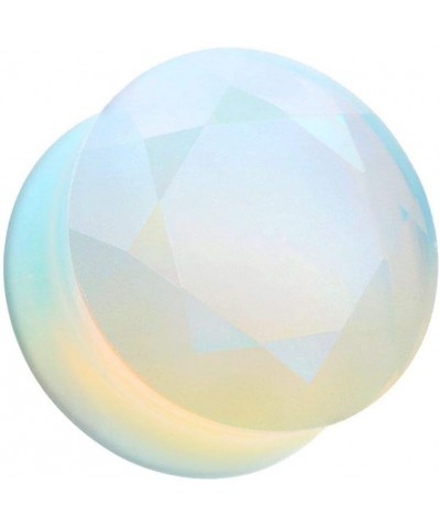 Faceted Opalite Stone Double Flared Ear Gauge WildKlass Plug $10.79 Body Jewelry