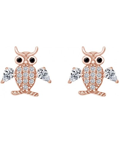 14k Gold Over Sterling Silver Animal, Bird, Insects Cubic Zirconia Stud Earrings Rose Gold Over : OWL 2 $18.23 Earrings