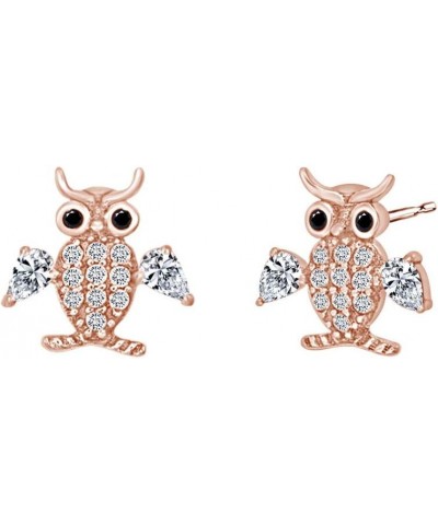 14k Gold Over Sterling Silver Animal, Bird, Insects Cubic Zirconia Stud Earrings Rose Gold Over : OWL 2 $18.23 Earrings