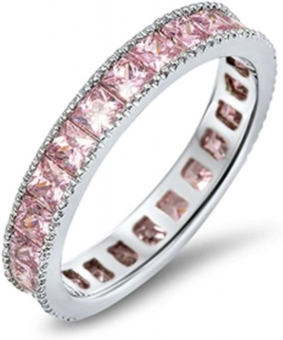 CHOOSE YOUR COLOR Sterling Silver Eternity Ring Pink (Simulated Topaz) $16.43 Rings