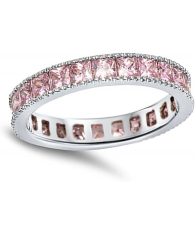 CHOOSE YOUR COLOR Sterling Silver Eternity Ring Pink (Simulated Topaz) $16.43 Rings