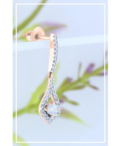 0.19 Carat (ctw) Round White Diamond Ladies Open Leaf Shaped Dangling Teardrop Earring (Only 1Pc), Available in Metal 10K/14K...