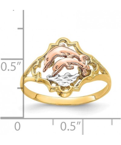 Solid 14k Yellow and Rose Gold Double Dolphin Ring Band $100.08 Others