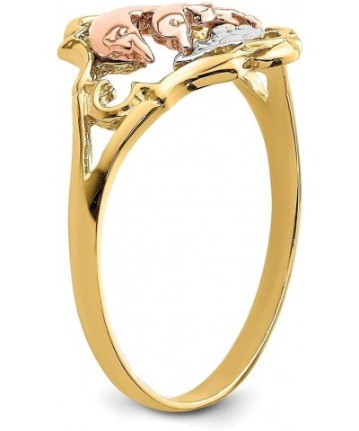 Solid 14k Yellow and Rose Gold Double Dolphin Ring Band $100.08 Others