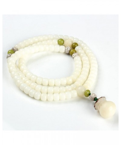 White Jade Natural Bodhi Root 108 Mala Prayer Mantra Beads Meditation 5-Layer Lotus Hand String Multiplayer Bracelet JuBao 7*...