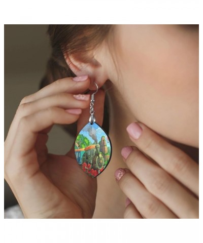 Fashion Copper Plated Silver Earring MDF Wood Drop/Leaf Lightweight Earrings Multi 35 $6.71 Earrings