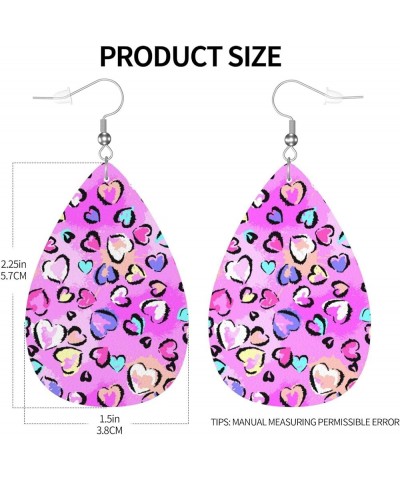 Cross Pattern Faux Leather Lightweight Teardrop Dangle Earrings Women Girls Fashion Jewelry Abstract Leopard Print with Heart...