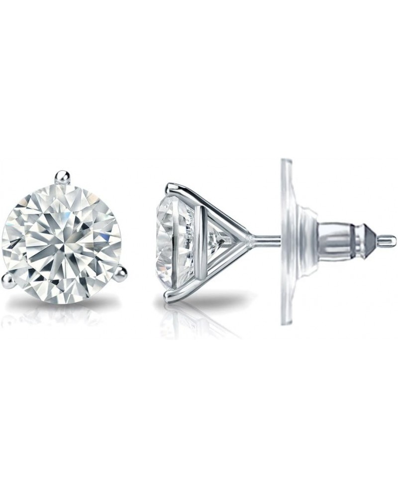 18k Gold Round Diamond Stud Earrings (1/4 to 2ct TW, White, I1-I2) 3-Prong Martini, Secure Lock Discs White Gold 0.6 carats $...