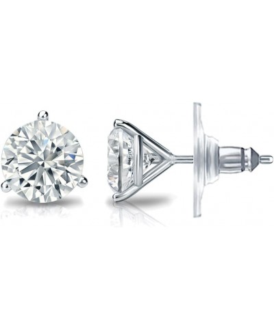 18k Gold Round Diamond Stud Earrings (1/4 to 2ct TW, White, I1-I2) 3-Prong Martini, Secure Lock Discs White Gold 0.6 carats $...