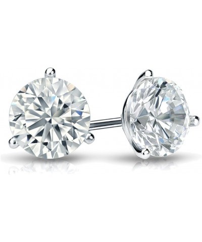 18k Gold Round Diamond Stud Earrings (1/4 to 2ct TW, White, I1-I2) 3-Prong Martini, Secure Lock Discs White Gold 0.6 carats $...