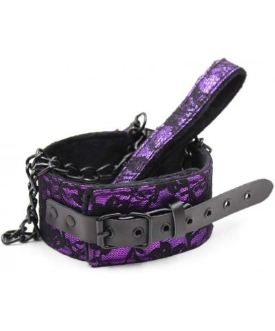 Lace Choker PU Leather Collar Choker and Leash for Women Girls Purple $9.17 Necklaces