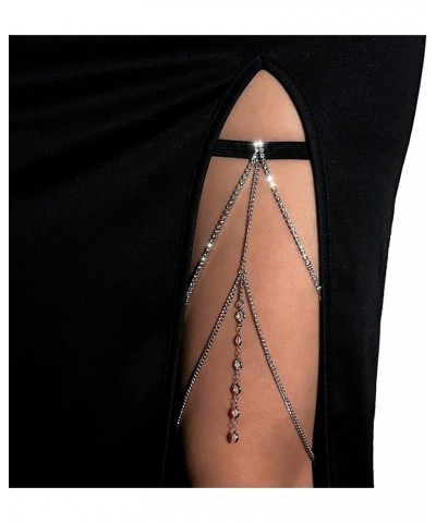 Sexy Simple Rhinestone Leg Chain Crystal Body Chains Bikini Body Accessory Jewelry Summer Beach Stretchy Crystal Thigh Chain ...