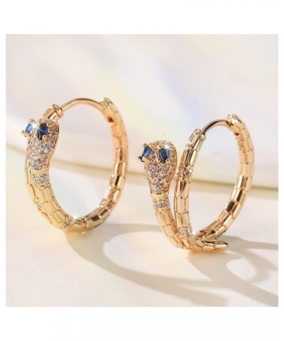 Snake Earrings for Women 18K Gold Plated Dainty Snake Shaped Charm Huggie Hoop Earrings Studs Jewelry with Cubic Zirconia $9....