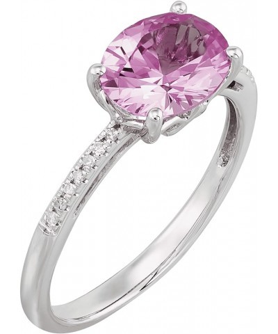 Oval Ring with Diamond Accents in 10K Gold Pink Sapphire $77.90 Rings