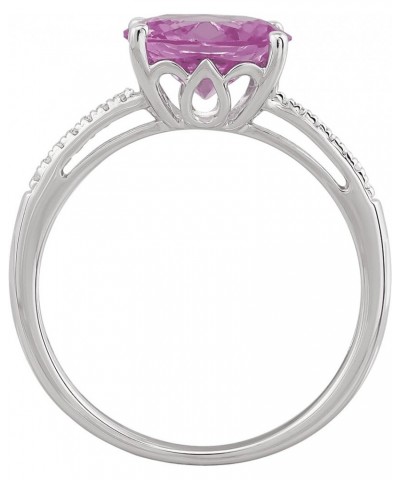 Oval Ring with Diamond Accents in 10K Gold Pink Sapphire $77.90 Rings