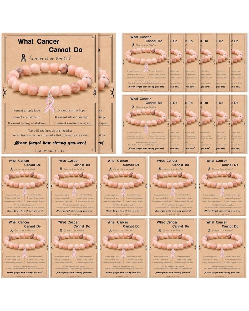 12 24 Pcs Breast Cancer Awareness Bracelet Gifts for Women Inspirational Breast Cancer Bracelets Bulk, Survivor Motivational ...