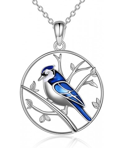 Blue Jay Necklace 925 Sterling Silver Blue Jay Pendant Necklaces Our Love Never Dies Blue Bird Jewelry for Bird Lover Gifts R...