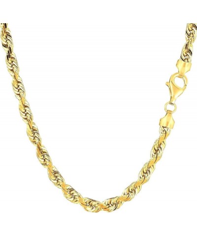 10K SOLID Yellow Gold 5mm Thick Shiny Diamond-Cut Solid Rope Chain Necklace for Pendants and Charms and Bracelet with Lobster...