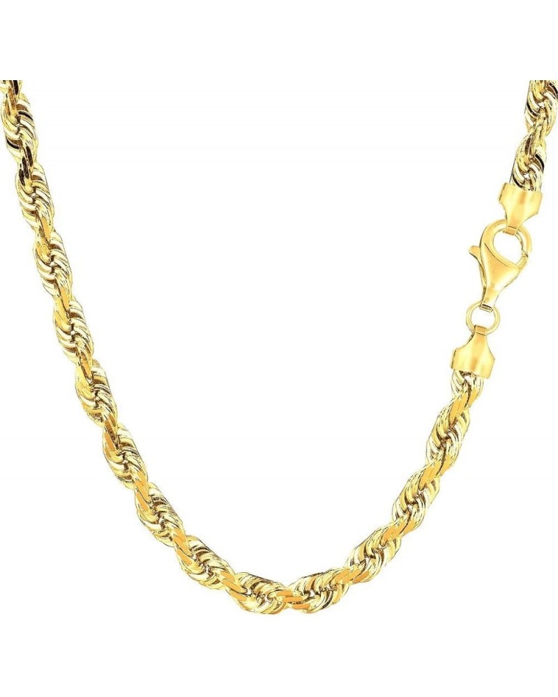 10K SOLID Yellow Gold 5mm Thick Shiny Diamond-Cut Solid Rope Chain Necklace for Pendants and Charms and Bracelet with Lobster...