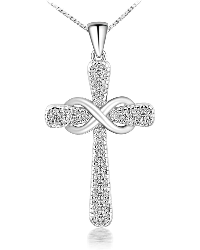 Cross Necklace For Women,925 Sterling Silver Jesus Christian Religious Birthstone Jewelry 2-04-Clear-Apr. $29.06 Necklaces