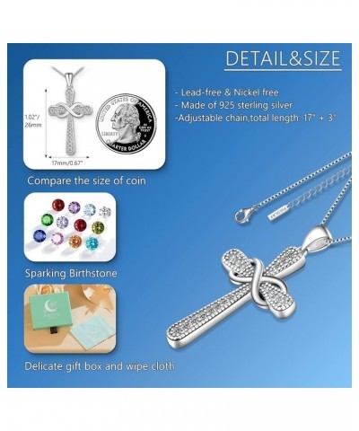 Cross Necklace For Women,925 Sterling Silver Jesus Christian Religious Birthstone Jewelry 2-04-Clear-Apr. $29.06 Necklaces