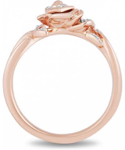 Enchanted Disney Fine Jewelry 14K Rose Gold over Sterling Silver 1/10 Cttw White Round Diamond Belle Rose Ring $96.00 Others