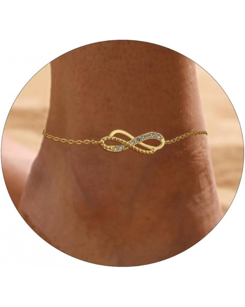 Ankle Bracelets for Women Gold Chain 14K Gold Plated Pearls Beads Anklet Dainty Beach Summer Simple Foot Anklets for Girls In...