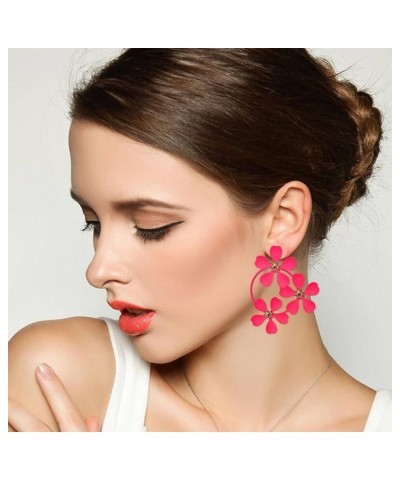 Summer Boho Exaggerate Metal Flower Stud Earrings for Women Girls Flower Round Shaped Earrings with Gold Bud Light Red $6.00 ...