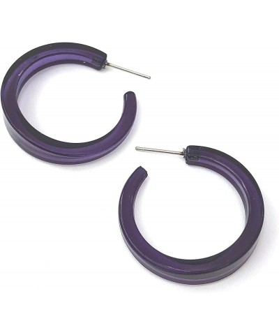 Lola Hoop Earrings, Hypoallergenic Hoop Earrings for Women, Made With Surgical Steel & Lucite, Lightweight & Comfortable, Han...