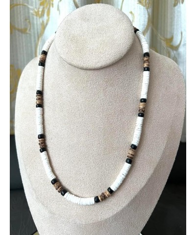 Mens and Womens White Smooth Ark Shell, Black and Brown Coco Beads, Summer Beach Surfer Necklace From the Philippines - 5mm (...