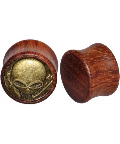 2 Pairs Alien Skull,Anchor Wood Flesh Tunnels Double Flare Ear Stretcher Plugs Gauge 8-20mm 8mm(0g) $9.46 Body Jewelry