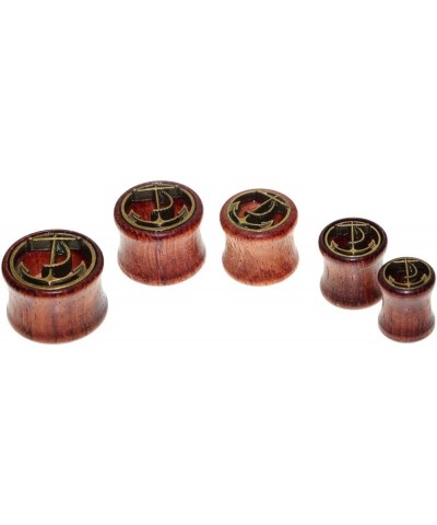 2 Pairs Alien Skull,Anchor Wood Flesh Tunnels Double Flare Ear Stretcher Plugs Gauge 8-20mm 8mm(0g) $9.46 Body Jewelry