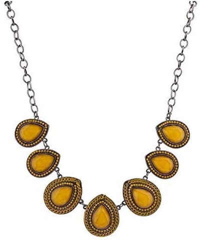 Sky Blue and Silver Teardrop Shape Statement Necklace Yellow $7.62 Necklaces