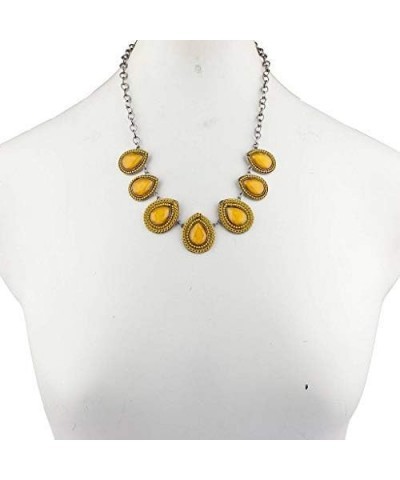 Sky Blue and Silver Teardrop Shape Statement Necklace Yellow $7.62 Necklaces