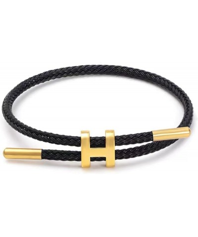 Adjustable Wire Bracelet- Letter Shaped Buckle Design Titanium Steel Waterproof Bracelets Rope, Handmade Braided Bracelets Bl...