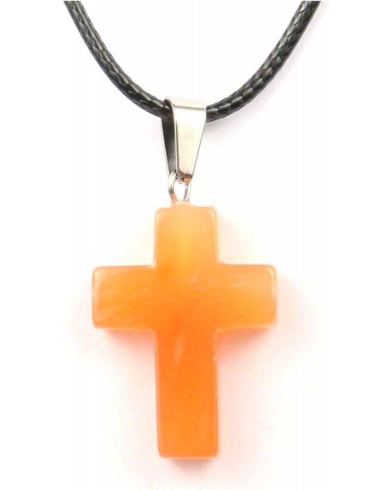 1PCS Natural Stone Pendant Necklace Simple Cross Shape Crystal Stone Necklace Necklace Jewelry (Metal Color : Red Agate) $10....