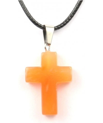 1PCS Natural Stone Pendant Necklace Simple Cross Shape Crystal Stone Necklace Necklace Jewelry (Metal Color : Red Agate) $10....