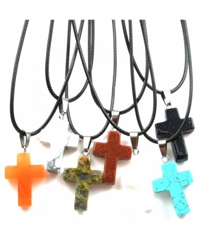 1PCS Natural Stone Pendant Necklace Simple Cross Shape Crystal Stone Necklace Necklace Jewelry (Metal Color : Red Agate) $10....