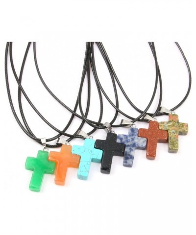 1PCS Natural Stone Pendant Necklace Simple Cross Shape Crystal Stone Necklace Necklace Jewelry (Metal Color : Red Agate) $10....