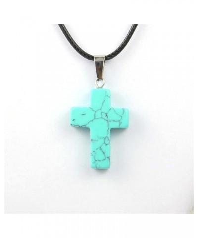 1PCS Natural Stone Pendant Necklace Simple Cross Shape Crystal Stone Necklace Necklace Jewelry (Metal Color : Red Agate) $10....