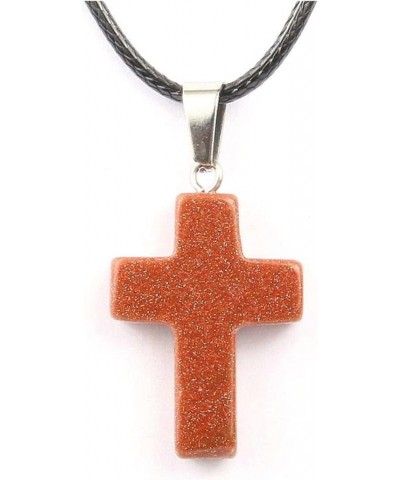 1PCS Natural Stone Pendant Necklace Simple Cross Shape Crystal Stone Necklace Necklace Jewelry (Metal Color : Red Agate) $10....