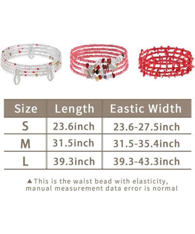 African Crystal Waist Beads for Women Stretching 3Pcs Stone Belly Beads Colorful Handmade Beaded Waist Jewelry Accessories Bo...