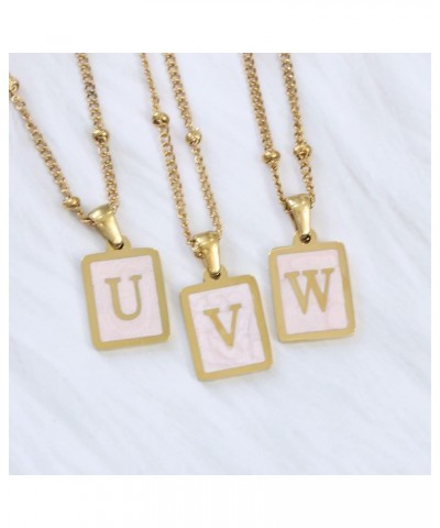 Layered Initial Necklaces for Women 18K Gold Plated Dainty Paperclip Chain Choker Necklace for Her Simple Pink Blue Letter Pe...