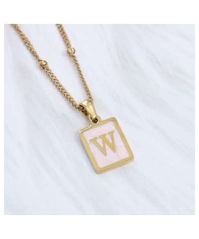 Layered Initial Necklaces for Women 18K Gold Plated Dainty Paperclip Chain Choker Necklace for Her Simple Pink Blue Letter Pe...