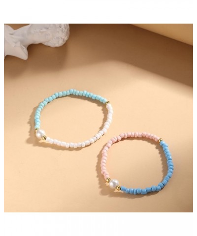 Beaded Bracelets for Women Trendy Colorful Glass Beaded Stretch Bracelets Freshwater Pearl Beaded Bracelet for Teen Girls See...