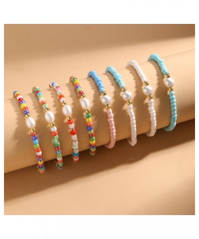 Beaded Bracelets for Women Trendy Colorful Glass Beaded Stretch Bracelets Freshwater Pearl Beaded Bracelet for Teen Girls See...