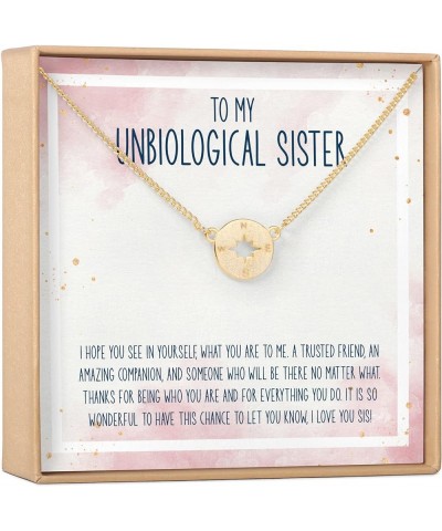 Unbiological Sisters Gift Necklace: Present for Bonus Sister, Soul Sister, Best Friend Compass Gold $25.49 Necklaces